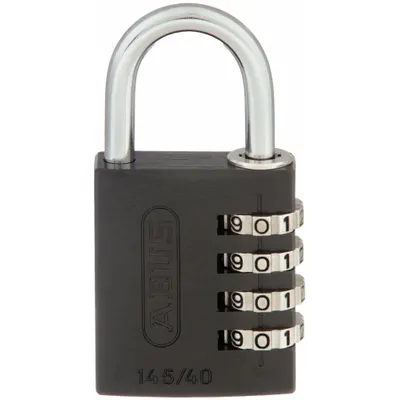 ABUS Combination Padlock: Scrolling Combo, Black, Zinc Die-Cast, Std Shackle - Standard Shackle Combination Padlocks