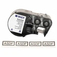 Combined Label and Ribbon Cartridge: 1 1/8 in x 1/2 in, 1/2 in, Metalized Polyester, Black on Gray (MPN M4-92-428-BB)