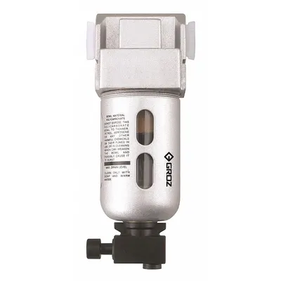 GROZ Compressed Air Filter: Particulate, 1/4 in NPT, 40 micron, 28 cfm - GROZ FRL Air Filters