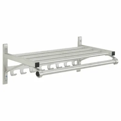 GLARO Wall-Mount Garment Rod: 12 Hooks, 7 in Overall Ht, 36 in Overall Wd, 13 in Overall Dp - Wall-Mount Coat Hooks