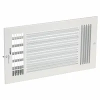 Sidewall/Ceiling Register: Ceiling/Wall, 7 1/4 in H, 15 1/4 in W, Louvered, Powder Coated, White