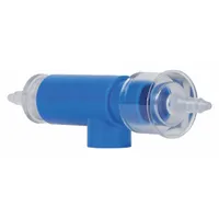 Plastic T-adapter accessory for oxygen and nitrogen analyzers. Measures 1 in depth, 1 in width, and 1 in height. Provides a connection point for sample lines or calibration gases in gas analysis systems