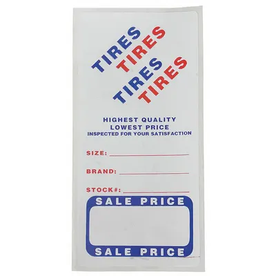 SLIP-N-GRIP Adhesive Tire Label: Plastic, White, 6 in Lg, 500 PK (MPN M-FB-P9943-79) - Fleet and Vehicle Maintenance