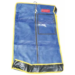 This blue plastic evidence bag features a zipper closure and is puncture resistant. It is designed for secure containment and transport of items requiring protection from punctures, commonly used in law enforcement and forensic settings.