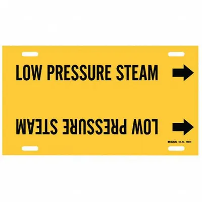 BRADY Pipe Marker: Low Pressure Steam, Yellow, Black, Fits 10 to 15 in Pipe O.D. - Low Pressure Steam Strap-On Pipe Markers