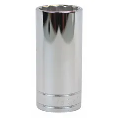 This 1/2" drive hand socket features a 1 1/8" SAE size with a 12-point, deep configuration for accessing recessed fasteners. The chrome finish provides corrosion resistance. Suitable for general maintenance and assembly tasks.