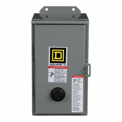 SQUARE D Magnetic Motor Starter: Non-Reversing, 3 Poles, NEMA Size 1, 27 A - Enclosed Non-Reversing Starters with Thermal Overloads