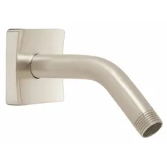 This flanged shower arm is constructed of brass with a brushed nickel finish. It features a wall-mount design and NPT connection for use with standard showerheads. Suitable for bathroom and commercial shower installations.