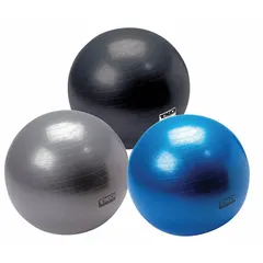 Rubber stability ball for core strengthening, balance training, and rehabilitation exercises. Suitable for use in gyms, physical therapy clinics, and home fitness programs.