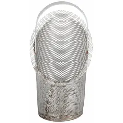 Replacement basket for 2-1/2 in Series Strainers. Constructed from 304 stainless steel with a length of 7.5625 inches. Used to filter debris from steam, water, or other process fluids in industrial piping systems.