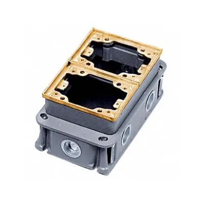 HUBBELL WIRING DEVICE-KELLEMS Floor Box: Rectangular, (6) 3/4 in For Conduit Sizes - Cast-Iron Electrical Floor Boxes