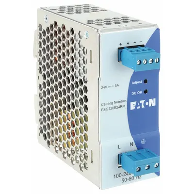 EATON DC Power Supply: DIN Rail, 120 W Output Power - Rated, 5 A Current - Output - DIN Rail Mount DC Power Supplies