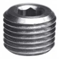 This hex drive cored plug is a 3/8 in BSPT threaded medium-pressure pipe fitting made of nickel-plated brass. Rated for a maximum operating pressure of 870 psi, it is used to seal unused ports in piping systems for fluid or air applications
