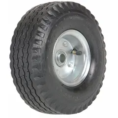 Pneumatic wheel with a 3/4-inch bearing for use with Vestil TWC-400 and item 3ZKU8. Designed as a replacement or upgrade wheel for material handling equipment, providing cushioned movement over uneven surfaces in warehouses, factories, and loading docks.