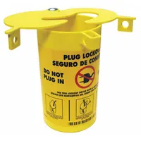 Thermoplastic elastomer encasing lockout cover for 3 in maximum plug diameter and 1 1/4 in maximum cord diameter. Accommodates 2-prong and 3-prong plugs rated for 125/250/600V AC. Used to isolate electrical plugs during maintenance to prevent accidental re-energization