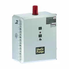 This intrinsically-safe simplex pump control panel is rated for 575V AC and 1.6 to 2.5 A. It features a demand dose dosing schedule, visual alert output, and is non-reversing. Designed for use with tether float controls in a NEMA 4X plastic enclosure, it is suitable for controlling a single pump in wastewater or industrial fluid-handling systems requiring intrinsically-safe operation.