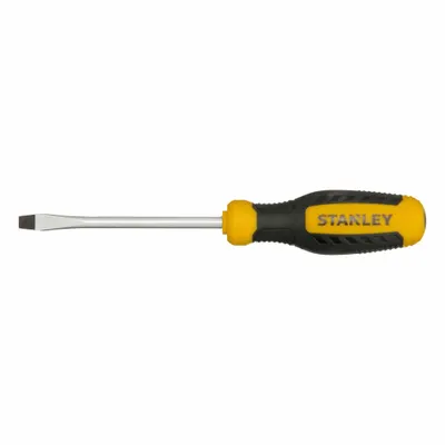 STANLEY Screwdriver: Chrome Vanadium Steel, 1/4 in Tip Size, Long Lg, 8 in Overall Lg - Fastener-Holding Slotted Screwdrivers