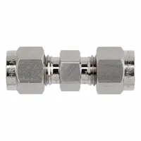 This stainless steel compression fitting straight is part of the NS2403 series, featuring a single-ferrule design for leak-tight tube connections. Clean and bagged for critical applications, it is suited for use in industrial hydraulic, pneumatic, and instrumentation systems. Fitting size: 1/2 in OD x 1/4 in OD