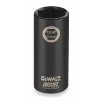 DEWALT Impact Socket: 1/2 in Drive Size, SAE, 7/16 in Socket Size, 6-Point, Deep, Black Oxide (MPN DW22852)