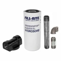 Replacement water and particulate fuel filter assembly from the Hydrosorb series. Features a steel body with Hydroglass filter media for effective removal of contaminants. Compatible with FR151 model. Used in fuel dispensing systems and transfer pumps to protect downstream equipment.