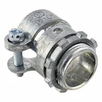 Die-cast zinc straight squeeze connector for terminating and securing armored cable or flexible metal conduit to electrical boxes or enclosures. 3/4 in trade size, non-insulated, silver finish. cULus Listed