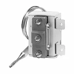 Electric thermostat for temperature regulation in HVAC and refrigeration systems. Designed as a direct replacement control for existing commercial and industrial equipment. Consult product datasheet for detailed electrical ratings and dimensions.