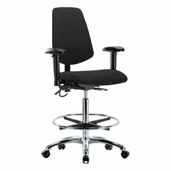 Approved Vendor ESD Task Chair, Fabric, Arms Included, 18-1/2"W x 17"D Seat, 26-1/4" to 36" Height Range