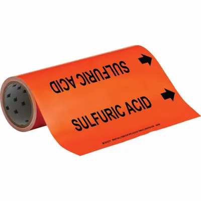 BRADY Sulfuric Acid Adhesive Pipe Marker on a Roll - Sulfuric Acid Adhesive Pipe Markers on a Roll