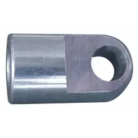 This zinc-plated steel end fitting connects gas springs to machinery or enclosures via its 6.1 mm eyelet and M5 rod thread. It is used in applications requiring controlled motion and secure hinge-point connections, such as industrial equipment, automotive hatches, and access panels