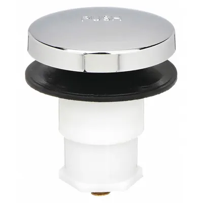 WATCO Drain Stopper: ABS, Chrome-Plated, 2 in Overall Dia, Toe Touch - Bathtub Drain Stoppers