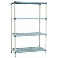 METRO Shelf Plastic Industrial Shelving (4): 24 in x 48 in, 62 in Overall Ht, 4 Shelves (MPN Q556G3)