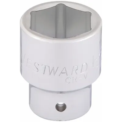 WESTWARD Socket: SAE, 3/4 in Drive Size, 1 3/8 in Socket Size, 6-Point, Std, Chrome - 3/4" Drive Hand Sockets