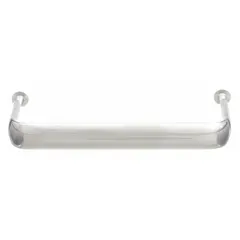Fixed, non-recessed pull handle made of stainless steel with a mirror finish in silver. Features threaded holes for #6-32 screws and a grip thickness of 0.197 in. Suitable for use on cabinets, enclosures, and machinery requiring a corrosion-resistant grip.