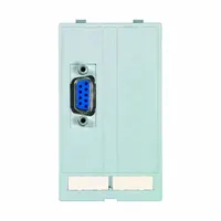 Panel interface insert with one SUB-D9 female-to-female data port. Designed for industrial control cabinets and automation systems requiring serial data connectivity. Dimensions: 51 mm x 88 mm