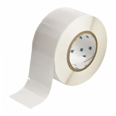 BRADY Wraparound Label: 2 1/4 in x 2 1/2 in, Vinyl, White (Matte) - Brady Precut Label Roll Cartridges
