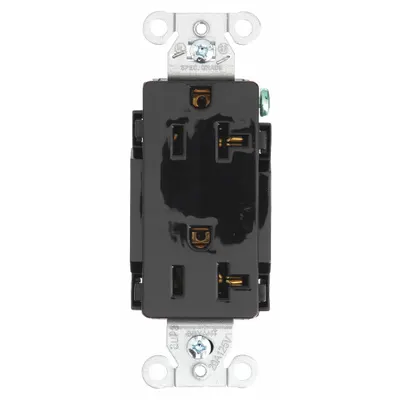 BRYANT Receptacle: Decorator Duplex, 5-20, Black, 125V AC, 20 A, 2 Pole / 3 Wire (MPN DRS20BLK) - General Purpose Receptacles