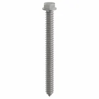 This concrete screw anchor has a 1/4 in diameter and 2 3/4 in overall length, with an external hex head made from 410 stainless steel. It is removable and comes in a 100-pack. Suitable for fastening into concrete, block, or brick in construction and industrial applications