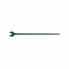 This single-end open-end track wrench is designed for tightening and loosening track bolts and nuts in railway maintenance. With a 1-5/16 in head size and 49 in overall length, it provides the leverage needed for aligning and securing rail joints.