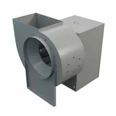 Belt-drive blower with included drive pack for commercial kitchen ventilation. Features a 5 hp, 230V motor with an Open Dripproof enclosure, suited for continuous exhaust of heat, smoke, and grease-laden air.