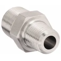 Hydraulic Hose Adapter: 3/8 in x 1/4 in Fitting Size, Male x Male, NPTF x NPTF, Rigid, Straight (MPN 3/8 X 1/4 FF-SS)