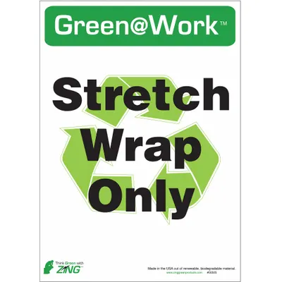ZING Social Distancing Adhesive Sign: Plastic, Adhesive Sign Mounting, Not Retroreflective - Green@Work: Stretch Wrap Only Signs