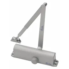 This Grade 1 heavy duty door closer from ASSA ABLOY ACCENTRA is designed for interior or exterior use. It features a non-hold open function and an adjustable spring size 4, with a regular arm. Suitable for parallel, standard, and top frame mounting configurations, it controls door closing speed and latching on commercial or industrial openings.