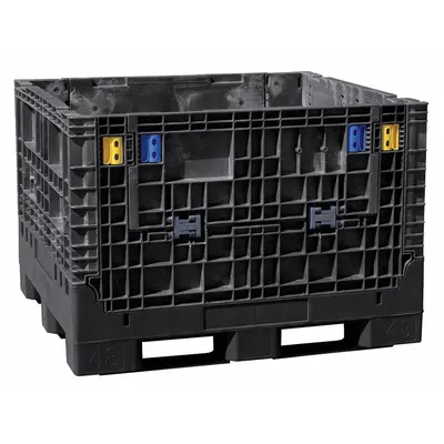 BUCKHORN Collapsible Bulk Container: 19.1 cu ft, 48 in x 45 in x 25 in, Lid Not Included - Collapsible Plastic Bulk Containers