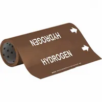 Pipe Marker: Hydrogen, Brown, White, Fits 2 1/2 to 6 in Pipe O.D., 30 Pipe Markers, With Arrows (MPN 109327)