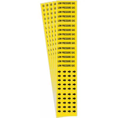 BRADY Low Pressure Gas Adhesive Pipe Marker - Low Pressure Gas Adhesive Pipe Markers