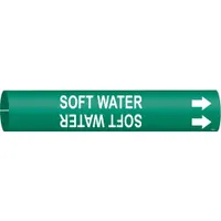 Pipe Marker: Soft Water, Green, White, Fits 2 1/2 to 3 7/8 in Pipe O.D., 1 Pipe Markers, With Arrows (MPN 4125-C)