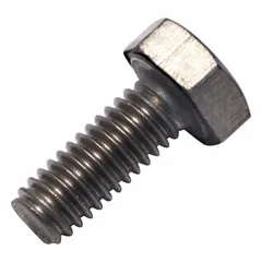 Grade 2 titanium hex head bolt with M4x0.7 metric threads, 12 mm length, and plain finish. Meets DIN 933 material and dimensional standards. Suitable for corrosive environments and lightweight structural assemblies requiring corrosion resistance and strength.