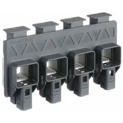 This 4-pole EverLink Lug Kit is designed for use with Powerpact B circuit breakers. It includes one Control Wire Tap Kit for auxiliary wiring connections. The kit provides secure termination points for incoming cables in power distribution panels.