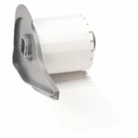 This roll contains 750 precut polypropylene tags with a white matte finish. Each tag measures 3/8 in x 1 15/16 in and is designed for outdoor use. Compatible with the M710 printer series for on-demand printing, these tags are used for identification and labeling in industrial environments