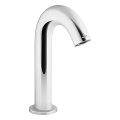 This single-post sensor faucet from the Kinesis™ series is constructed of brass with a polished chrome finish. It includes mounting hardware and is designed for touch-free hand washing in commercial bathrooms, such as those in restaurants, hotels, hospitals, and office buildings.